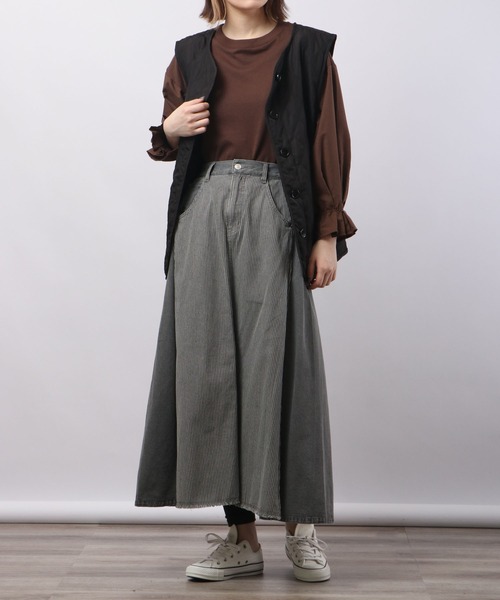 mili mili（ミリミリ）の「milimili サイド切替 ヒッコリーマキシ