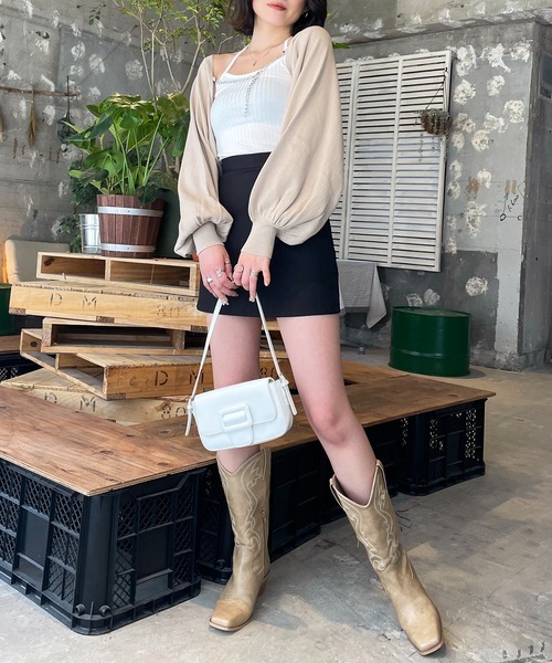 SPIRALGIRL（スパイラルガール）の「チェーン付きニットボレロカーディガン（カーディガン/ボレロ・レディース・ブラック/ベージュ/グリーン/ホワイト・FREE）」の8枚目の写真