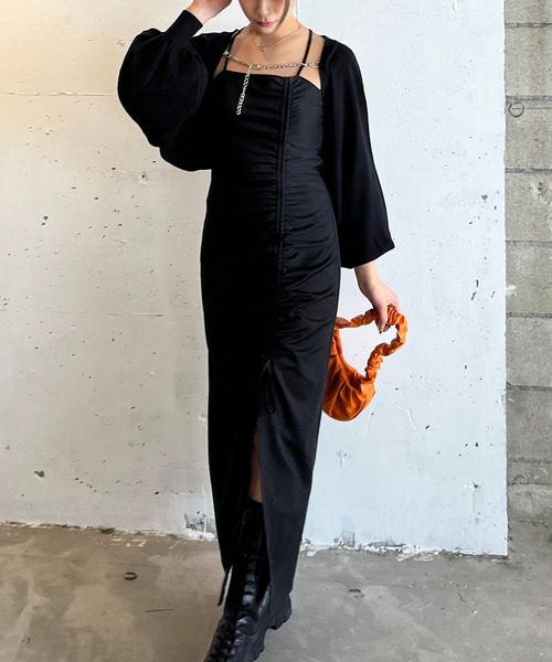 SPIRALGIRL（スパイラルガール）の「チェーン付きニットボレロカーディガン（カーディガン/ボレロ・レディース・ブラック/ベージュ/グリーン/ホワイト・FREE）」の11枚目の写真