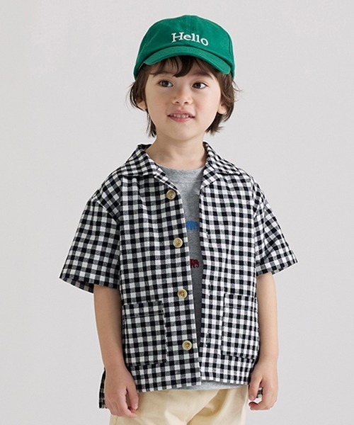 petit main（プティマイン）の「柄開衿シャツ（シャツ/ブラウス・キッズ・ブラック/ブルー・120cm/90cm/80ｃｍ/110cm/130cm/100cm）」の2枚目の写真
