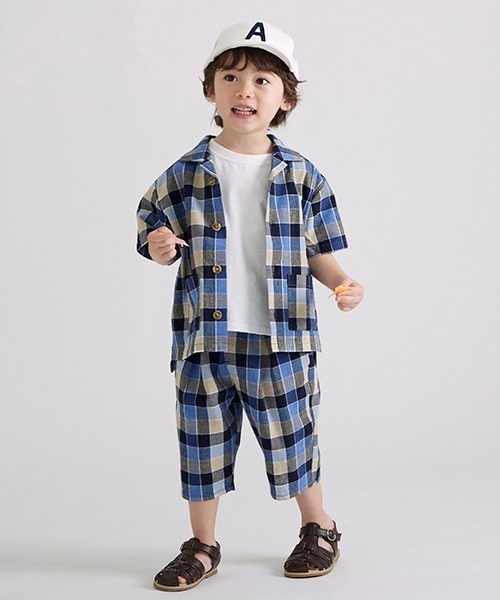 petit main（プティマイン）の「柄開衿シャツ（シャツ/ブラウス・キッズ・ブラック/ブルー・120cm/90cm/80ｃｍ/110cm/130cm/100cm）」の5枚目の写真