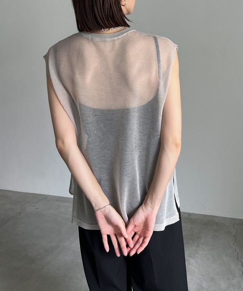 cona(コナ)の「【ZOZO限定】シアーニットノースリーブトップス(Tシャツ/カットソー・レディース・ブラック/ライトグレー/ホワイト・FREE)」の14枚目の写真