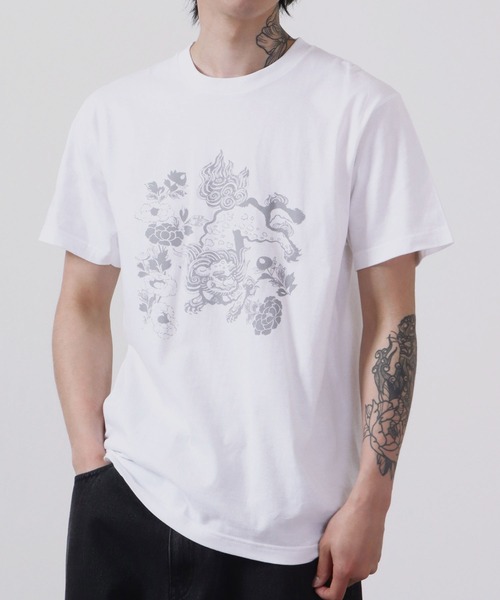 波達(NAMITATSU)(ナミタツ)の「波達(NAMITATSU) 5.6oz ヘビーウェイト プリント 半袖Tシャツ(Tシャツ/カットソー・メンズ・ブラック/ホワイト・LL/M/L)」の2枚目の写真