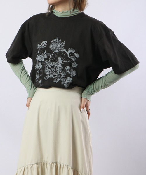 波達(NAMITATSU)(ナミタツ)の「波達(NAMITATSU) 5.6oz ヘビーウェイト プリント 半袖Tシャツ(Tシャツ/カットソー・メンズ・ブラック/ホワイト・LL/M/L)」の6枚目の写真