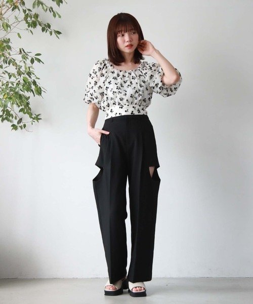 archives（アルシーヴ）の「【新色追加】シアーフロッキーバックリボンブラウス（シャツ/ブラウス・レディース・ブラック/オレンジ/アイボリー/ミント/ピンクベージュ・MEDIUM）」の13枚目の写真