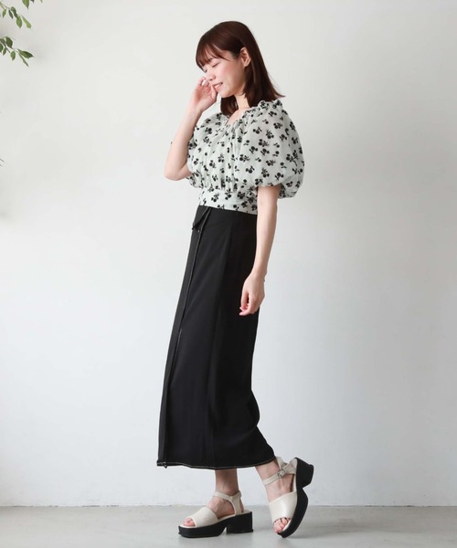 archives（アルシーヴ）の「【新色追加】シアーフロッキーバックリボンブラウス（シャツ/ブラウス・レディース・ブラック/オレンジ/アイボリー/ミント/ピンクベージュ・MEDIUM）」の14枚目の写真