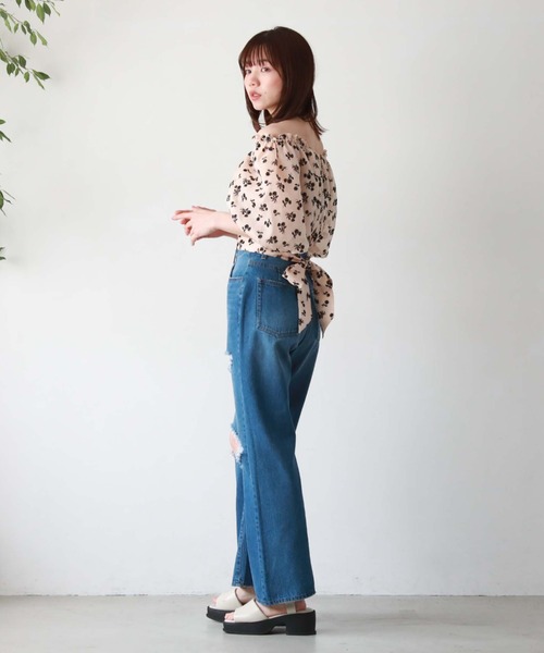 archives（アルシーヴ）の「【新色追加】シアーフロッキーバックリボンブラウス（シャツ/ブラウス・レディース・ブラック/オレンジ/アイボリー/ミント/ピンクベージュ・MEDIUM）」の12枚目の写真