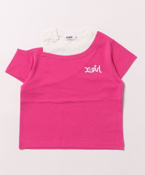 X-girl Stages（エックスガールステージス）の「肩開き半袖Tシャツ（Tシャツ/カットソー・キッズ・ラベンダー/マルチ/ホワイト/ピンク・100cm/140cm/110cm/130cm/90cm/120cm）」の3枚目の写真