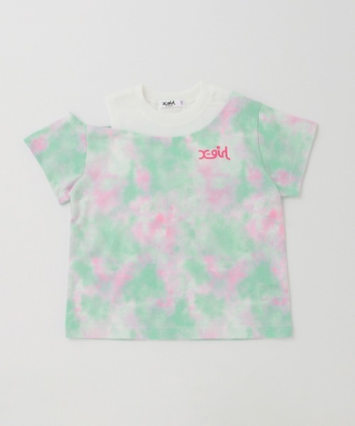 X-girl Stages（エックスガールステージス）の「肩開き半袖Tシャツ（Tシャツ/カットソー・キッズ・ラベンダー/マルチ/ホワイト/ピンク・100cm/140cm/110cm/130cm/90cm/120cm）」の4枚目の写真