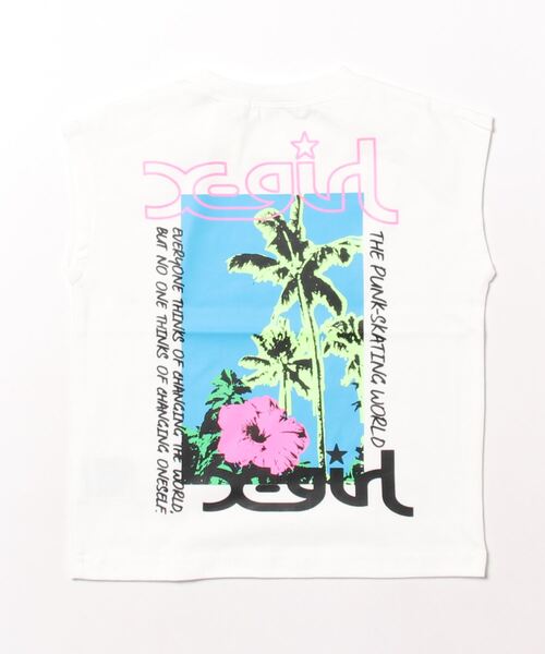 X-girl Stages(エックスガールステージス)の「【WEB限定】ハイビスカスモチーフタンクトップ(タンクトップ・キッズ・ライトピンク/ホワイト・90cm/100cm/110cm/120cm/130cm/140cm)」の3枚目の写真