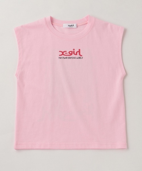 X-girl Stages(エックスガールステージス)の「【WEB限定】ハイビスカスモチーフタンクトップ(タンクトップ・キッズ・ライトピンク/ホワイト・90cm/100cm/110cm/120cm/130cm/140cm)」の2枚目の写真