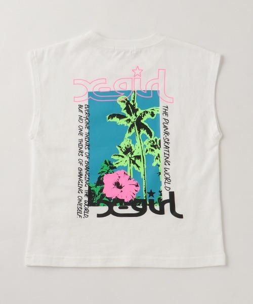 X-girl Stages(エックスガールステージス)の「【WEB限定】ハイビスカスモチーフタンクトップ(タンクトップ・キッズ・ライトピンク/ホワイト・90cm/100cm/110cm/120cm/130cm/140cm)」の5枚目の写真