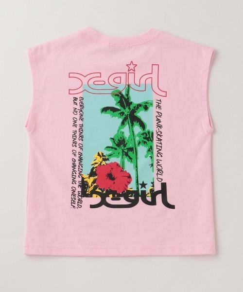 X-girl Stages(エックスガールステージス)の「【WEB限定】ハイビスカスモチーフタンクトップ(タンクトップ・キッズ・ライトピンク/ホワイト・90cm/100cm/110cm/120cm/130cm/140cm)」の6枚目の写真