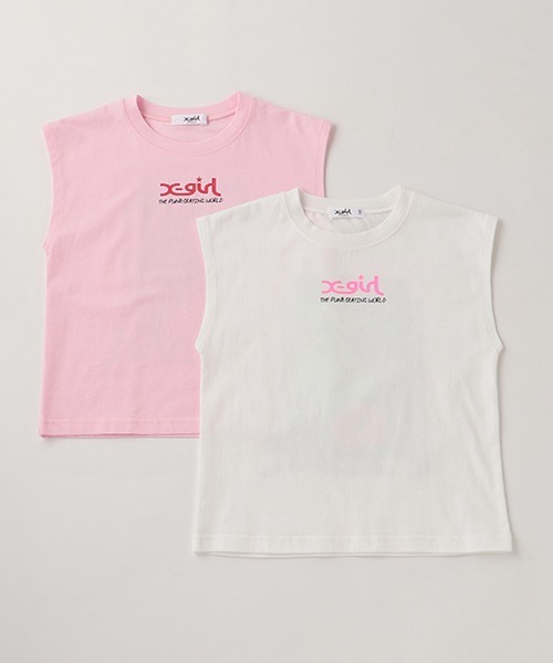 X-girl Stages(エックスガールステージス)の「【WEB限定】ハイビスカスモチーフタンクトップ(タンクトップ・キッズ・ライトピンク/ホワイト・90cm/100cm/110cm/120cm/130cm/140cm)」の12枚目の写真