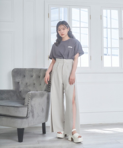 ANDGEEBEE（アンジービー）の「UNISEX バック発泡プリントT（Tシャツ/カットソー・レディース・チャコールグレー/グリーン・X-LARGE）」の8枚目の写真