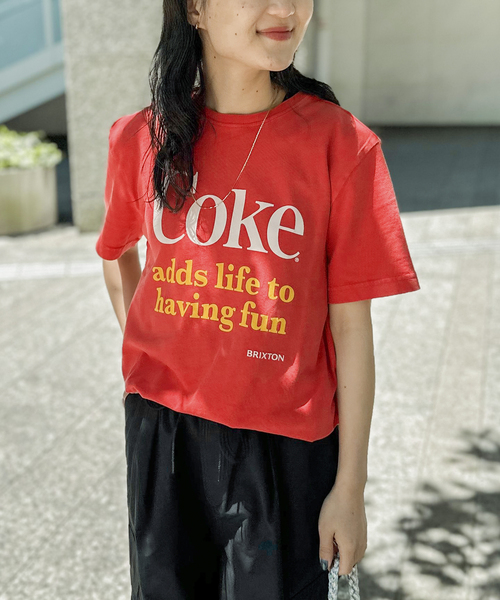 BRIXTON（ブリクストン）の「【BRIXTON/ブリクストン】HAVING FUN VINTAGE CREW Tシャツ（Tシャツ/カットソー・レディース・レッド/ブラック・LARGE/X-LARGE）」の3枚目の写真