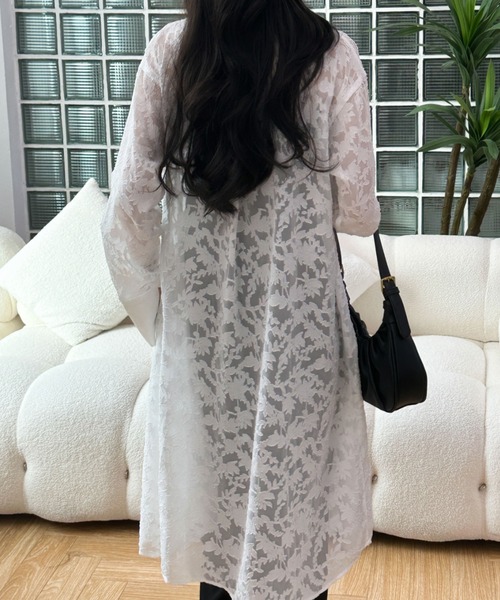 ABITOKYO（アビトーキョー）の「スタンドカラージャガードシアーシャツワンピース（シャツワンピース・レディース・ブラック/ベージュ/ホワイト・FREE）」の17枚目の写真