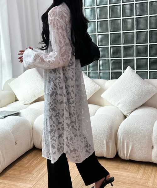 ABITOKYO（アビトーキョー）の「スタンドカラージャガードシアーシャツワンピース（シャツワンピース・レディース・ブラック/ベージュ/ホワイト・FREE）」の19枚目の写真