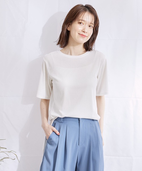 Jayro(ジャイロ)の「ランダムリブチュニックTシャツ(Tシャツ/カットソー・レディース・ホワイト系その他/グレー系その他/ピンク/ブラック・M)」の2枚目の写真