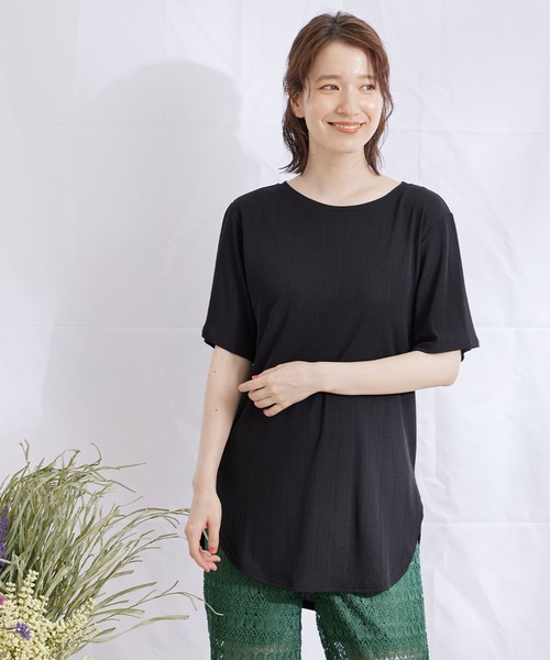 Jayro(ジャイロ)の「ランダムリブチュニックTシャツ(Tシャツ/カットソー・レディース・ホワイト系その他/グレー系その他/ピンク/ブラック・M)」の3枚目の写真