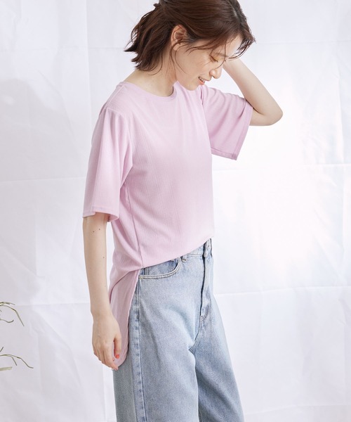 Jayro(ジャイロ)の「ランダムリブチュニックTシャツ(Tシャツ/カットソー・レディース・ホワイト系その他/グレー系その他/ピンク/ブラック・M)」の19枚目の写真