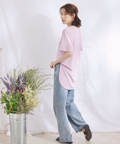 Jayro(ジャイロ)の「ランダムリブチュニックTシャツ(Tシャツ/カットソー・レディース・ホワイト系その他/グレー系その他/ピンク/ブラック・M)」の7枚目の写真