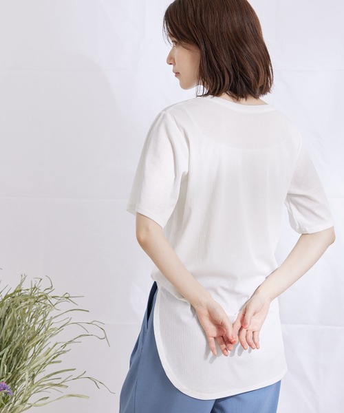 Jayro(ジャイロ)の「ランダムリブチュニックTシャツ(Tシャツ/カットソー・レディース・ホワイト系その他/グレー系その他/ピンク/ブラック・M)」の10枚目の写真