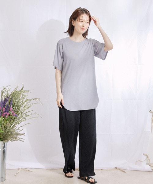 Jayro(ジャイロ)の「ランダムリブチュニックTシャツ(Tシャツ/カットソー・レディース・ホワイト系その他/グレー系その他/ピンク/ブラック・M)」の5枚目の写真