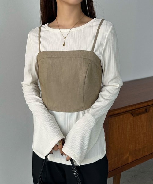 callautia(カラウティア)の「ショートキャミビスチェ(ベスト・レディース・ライトベージュ/ダークグレー/ブラック・MEDIUM/SMALL/LARGE)」の1枚目の写真