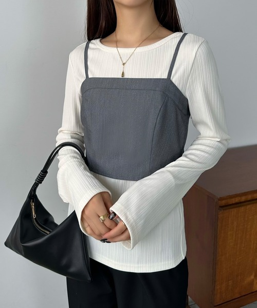 callautia(カラウティア)の「ショートキャミビスチェ(ベスト・レディース・ライトベージュ/ダークグレー/ブラック・MEDIUM/SMALL/LARGE)」の3枚目の写真