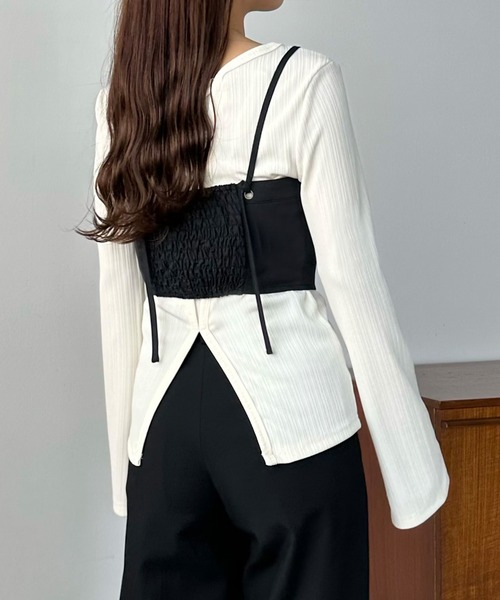 callautia(カラウティア)の「ショートキャミビスチェ(ベスト・レディース・ライトベージュ/ダークグレー/ブラック・MEDIUM/SMALL/LARGE)」の5枚目の写真