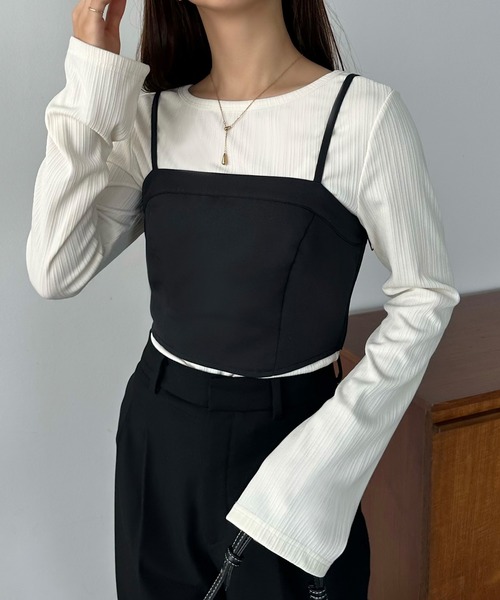 callautia(カラウティア)の「ショートキャミビスチェ(ベスト・レディース・ライトベージュ/ダークグレー/ブラック・MEDIUM/SMALL/LARGE)」の6枚目の写真