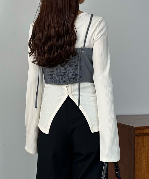 callautia(カラウティア)の「ショートキャミビスチェ(ベスト・レディース・ライトベージュ/ダークグレー/ブラック・MEDIUM/SMALL/LARGE)」の10枚目の写真