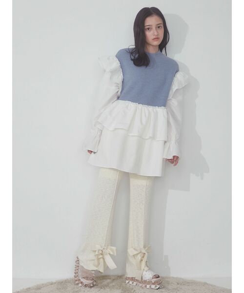 merry jenny（メリージェニー）の「リボンニットパンツ（スウェットパンツ・レディース・ブラック/アイボリー/ピンク・FREE）」の13枚目の写真