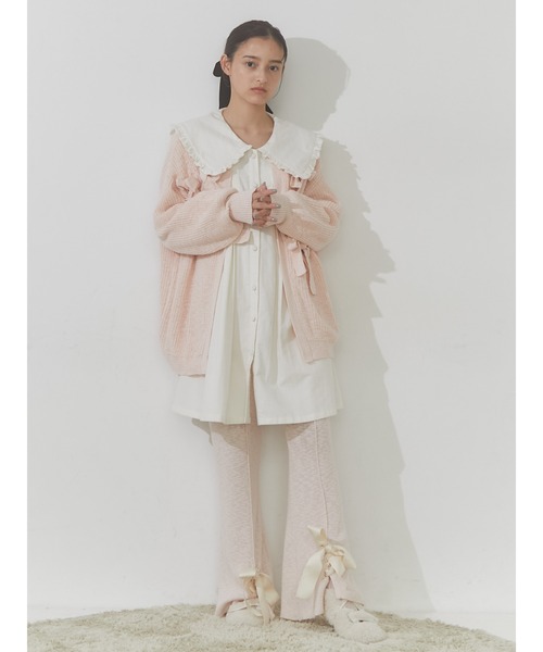 merry jenny（メリージェニー）の「リボンニットパンツ（スウェットパンツ・レディース・ブラック/アイボリー/ピンク・FREE）」の6枚目の写真