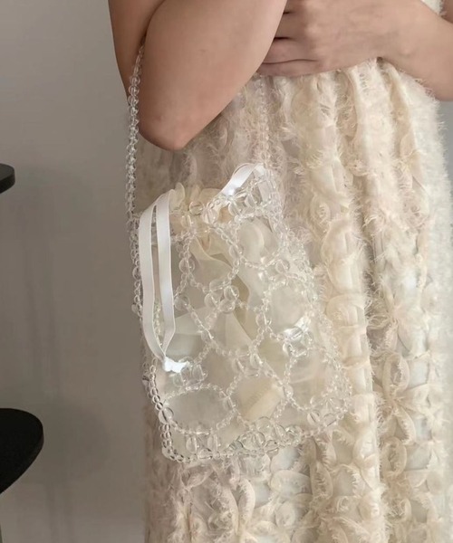 LAC-VERT（ラック・ヴェール）の「ビーズ/パールミニハンドバッグ（ハンドバッグ・レディース・ホワイト/クリア・FREE）」の7枚目の写真