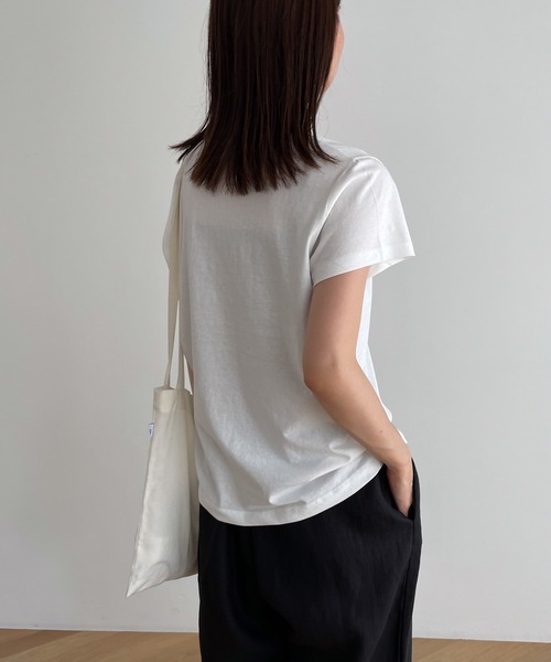 CANAL JEAN（キャナルジーン）の「El mar　クルーネック半袖Tシャツ（Tシャツ/カットソー・レディース・チャコールグレー/ブラック/ホワイト・ONE SIZE）」の4枚目の写真