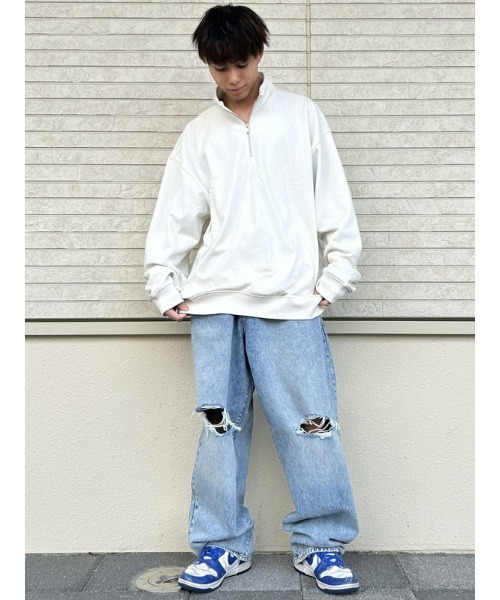   アーチロゴ ハーフジップ スウェット 送関込 GAP｜(U)GAP アーチロゴ ハーフジップスウェット・トレーナー