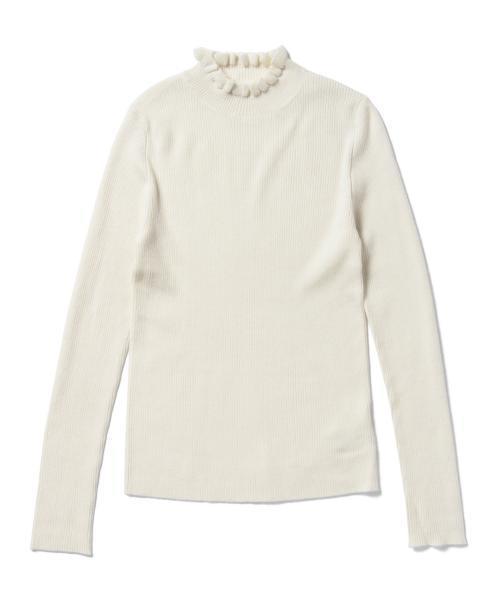 Ray BEAMS(レイビームス)の「Ray BEAMS / RIB フリル ハイネック プルオーバー(ニット/セーター・レディース・オフホワイト/グレー/カーキ/ネイビー・ONE SIZE)」の6枚目の写真