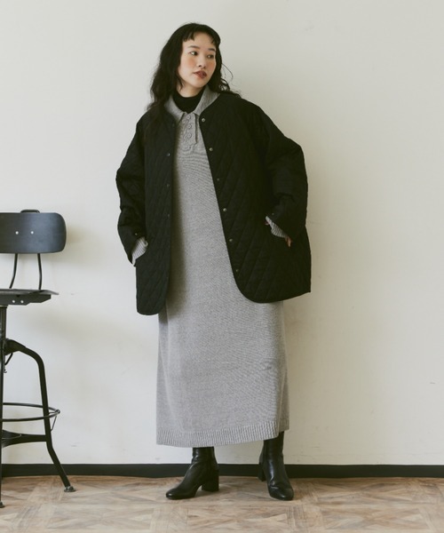 キルティングショートコート（ノーカラージャケット）｜Libra Cue