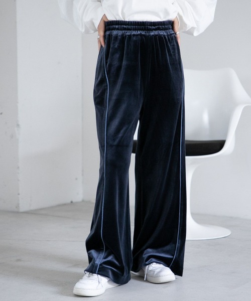BLACKPINK ベロアロングパンツ（NAVY）Mサイズ BLACKPINK ベロアロング