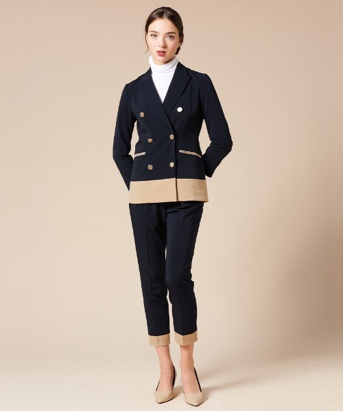 JENNE（ジェンヌ）の「美脚バイカラーパンツ（その他パンツ・レディース・ネイビー/ベージュ・SMALL/MEDIUM/LARGE）」の2枚目の写真