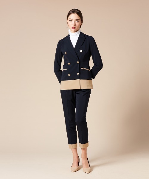 JENNE（ジェンヌ）の「美脚バイカラーパンツ（その他パンツ・レディース・ネイビー/ベージュ・SMALL/MEDIUM/LARGE）」の5枚目の写真