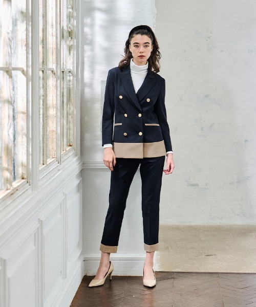 JENNE（ジェンヌ）の「美脚バイカラーパンツ（その他パンツ・レディース・ネイビー/ベージュ・SMALL/MEDIUM/LARGE）」の6枚目の写真