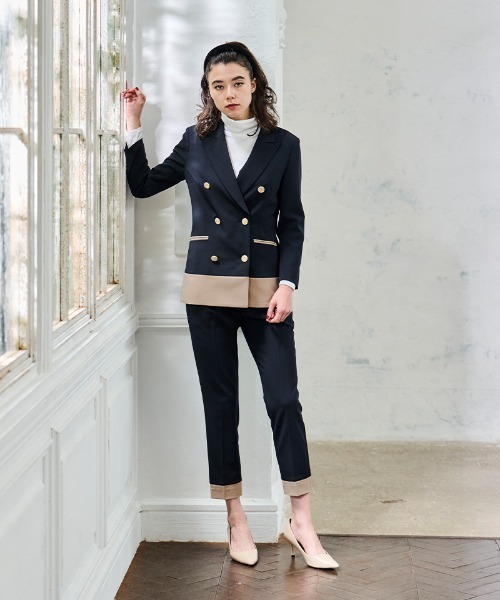 JENNE（ジェンヌ）の「美脚バイカラーパンツ（その他パンツ・レディース・ネイビー/ベージュ・SMALL/MEDIUM/LARGE）」の8枚目の写真