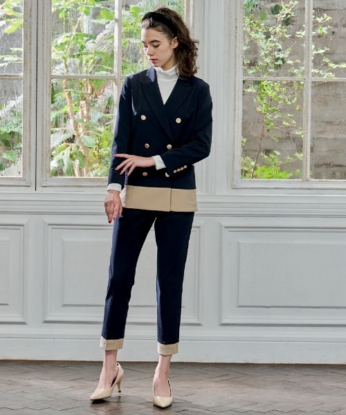 JENNE（ジェンヌ）の「美脚バイカラーパンツ（その他パンツ・レディース・ネイビー/ベージュ・SMALL/MEDIUM/LARGE）」の9枚目の写真