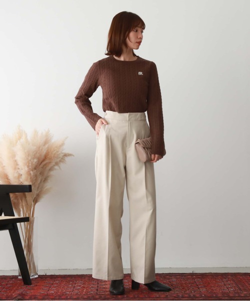 archives（アルシーヴ）の「サイドタブストレートパンツ（その他パンツ・レディース・ブラウン/ブラック/アイボリー/グリーン・MEDIUM）」の16枚目の写真