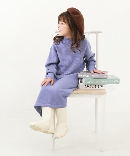 devirock(デビロック)の「洗える チクチクしない素肌ニット セーター&ニットワンピース セットアップ(ワンピース・キッズ・ブラック/グレー系/ダークブルー・110cm/160cm/120cm/140cm/150cm/130cm/100cm)」の6枚目の写真