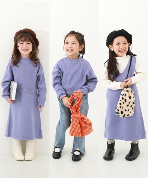 devirock(デビロック)の「洗える チクチクしない素肌ニット セーター&ニットワンピース セットアップ(ワンピース・キッズ・ブラック/グレー系/ダークブルー・110cm/160cm/120cm/140cm/150cm/130cm/100cm)」の17枚目の写真