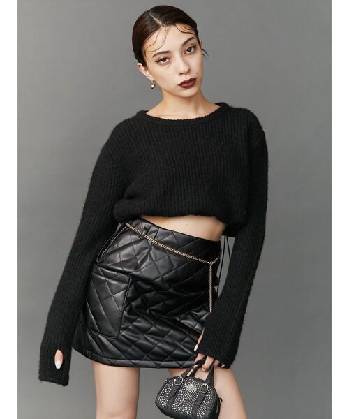 EVRIS（エヴリス）の「クロップドニットトップス（ニット/セーター・レディース・グレー/ブラック/マスタード・FREE）」の8枚目の写真